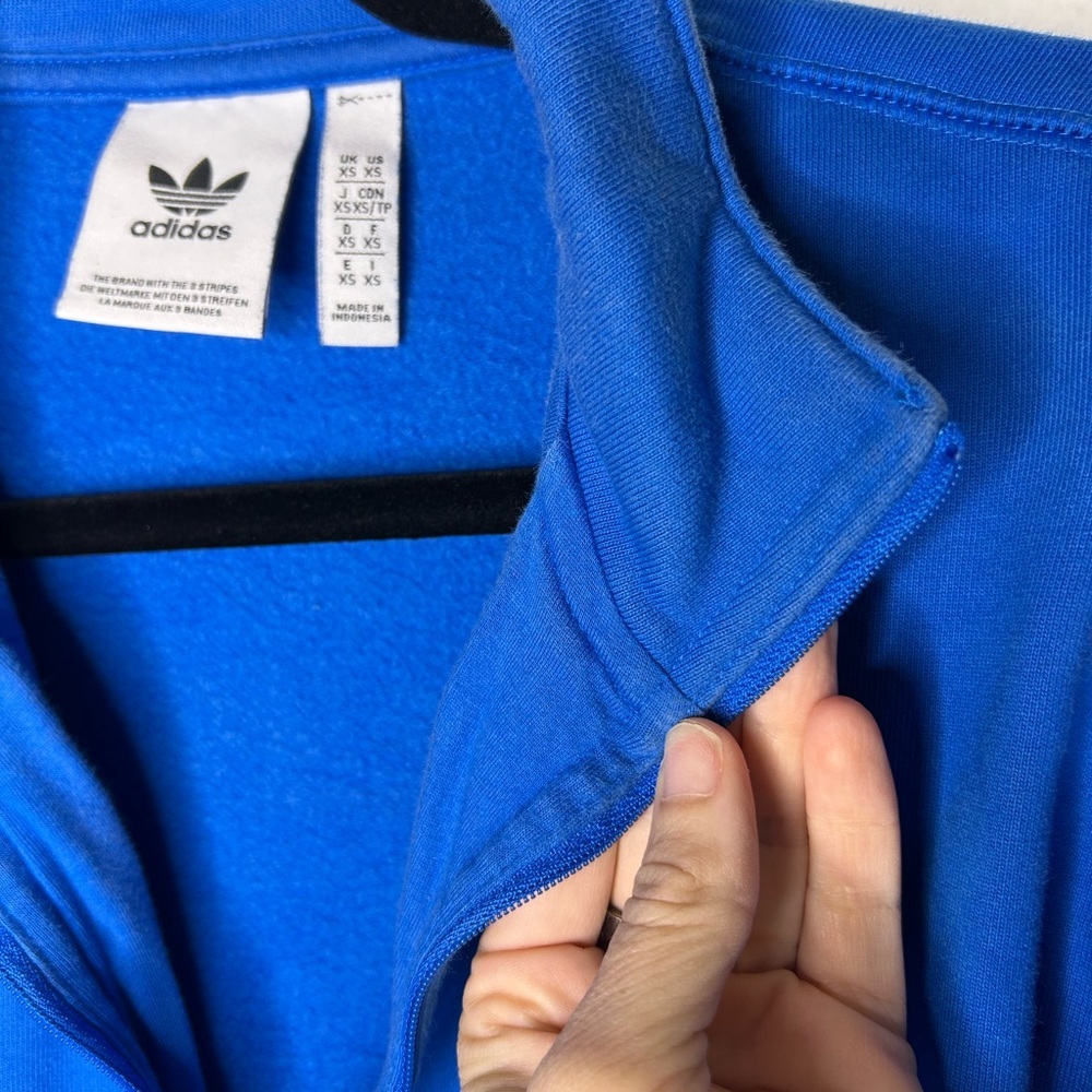 adidas Originals Adicolor Contempo Half-Zip Blue Cotton Blend Crew Sweatshirt - Picture 6 of 10
